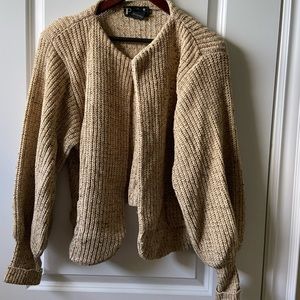 Beige oversized chunky-knit cardigan